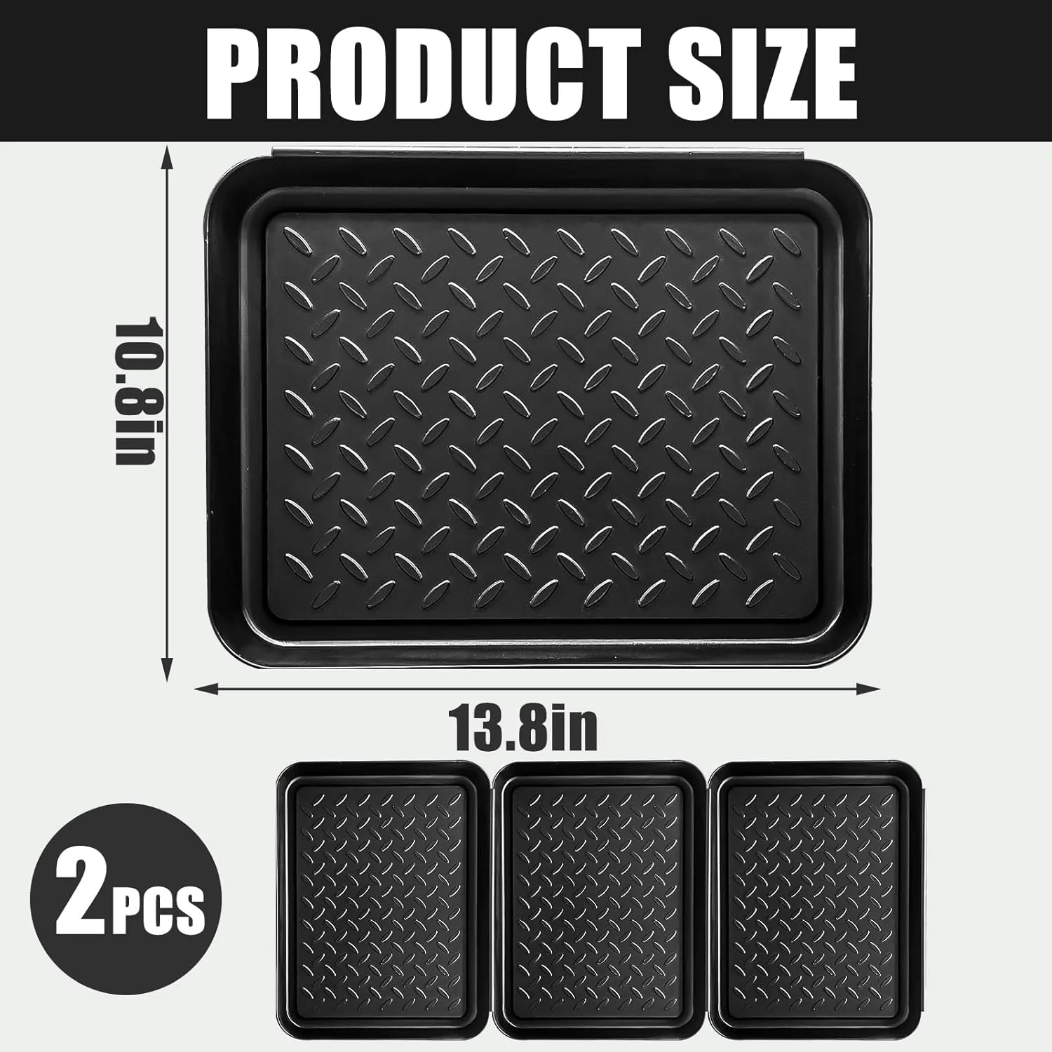 3Pcs Plastic Boot Trays for Entryway,Multi-Functional Shoe Tray,Shoe Mat for Outdoor/Indoor/Garden for Waterproof,Mud Mat, for Snow,Gardening & Pet Feeding(Black)
