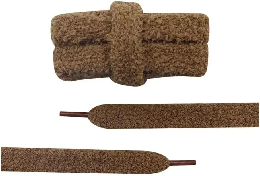 5Pairs Soft 15mm Big Fat Fluffy Fuzzy Laces Wide Flat Plush Towel Shoelaces Design Perfect For Women Casual Sneakers Match