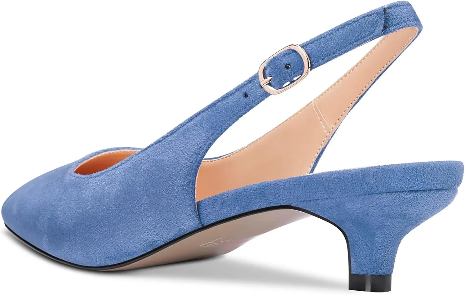 Aachcol Women Low Kitten Heel Pumps Square Toe Slingback Dress Shoes Sandals Office Party Wedding Suede 1.5 Inch