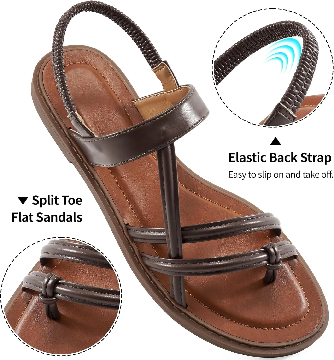 Ablanczoom Flat Sandals for Women Comfortable: Dressy Womens Flats Shoes with Ankle Strap Summer Beach Gladiator Sandal