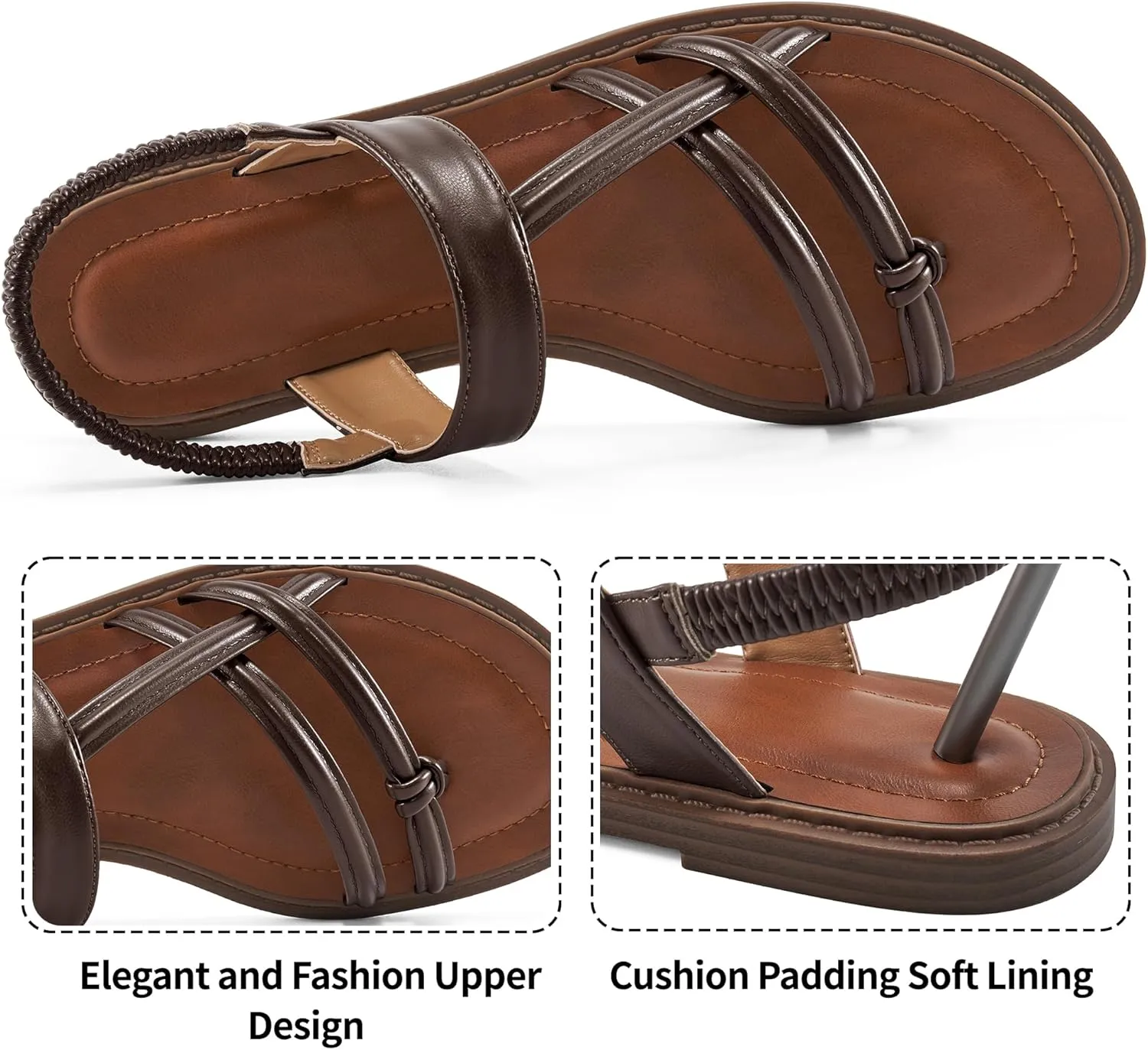 Ablanczoom Flat Sandals for Women Comfortable: Dressy Womens Flats Shoes with Ankle Strap Summer Beach Gladiator Sandal