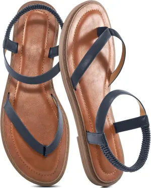 Ablanczoom Womens Sandals Dressy Shoes: Casual Elastic Ankle Strap Summer Flats Comfortable Beach flat sandal for Women