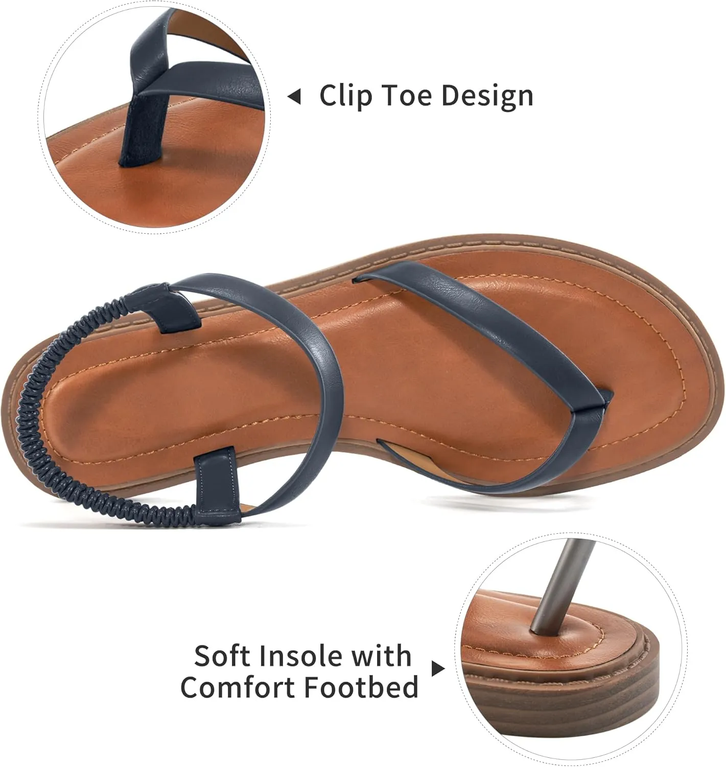Ablanczoom Womens Sandals Dressy Shoes: Casual Elastic Ankle Strap Summer Flats Comfortable Beach flat sandal for Women