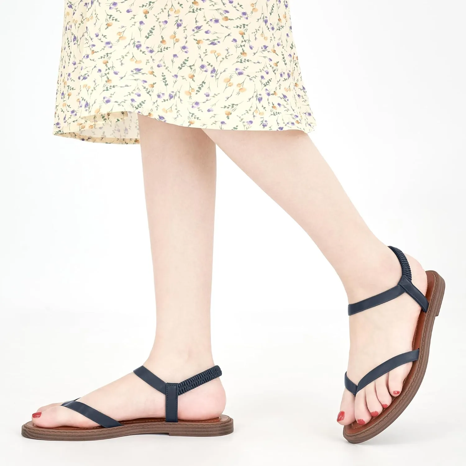 Ablanczoom Womens Sandals Dressy Shoes: Casual Elastic Ankle Strap Summer Flats Comfortable Beach flat sandal for Women