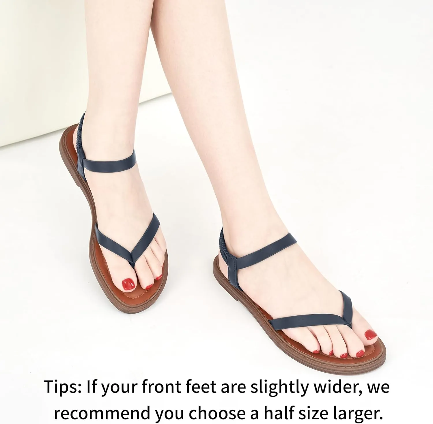 Ablanczoom Womens Sandals Dressy Shoes: Casual Elastic Ankle Strap Summer Flats Comfortable Beach flat sandal for Women