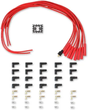 ACCEL 4040R Spark Plug Wire Set- 8mm - Red Wire with Red Straight Boots