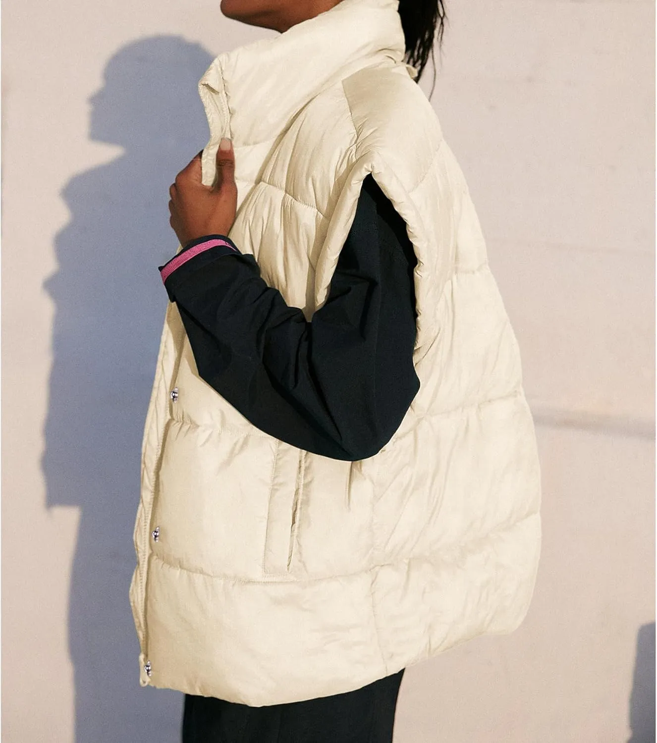 Ainangua Women's Puffer Vest Stand Collar Zipper Sleeveless Jackets Winter Lightweight Vests Warm Padded Jacket Coat