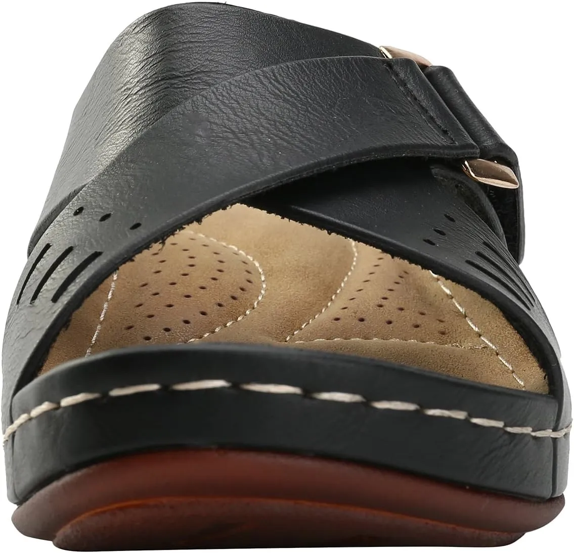 Alexis Leroy Comfortable Insole Buckle Strap Vamp Women's Wedge Sandals
