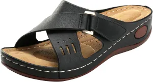 Alexis Leroy Comfortable Insole Buckle Strap Vamp Women's Wedge Sandals