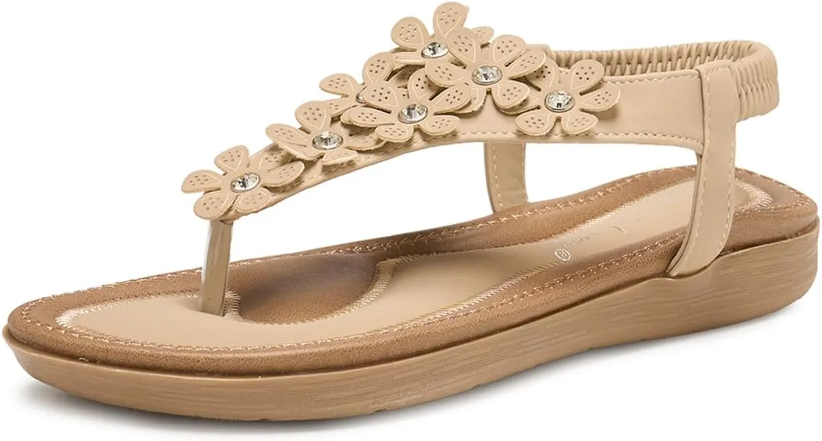 Alexis Leroy Summer Women's Casual Thong Sandal with Ankle Strap Flip Flop Sandals