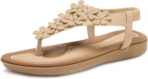 Alexis Leroy Summer Women's Casual Thong Sandal with Ankle Strap Flip Flop Sandals