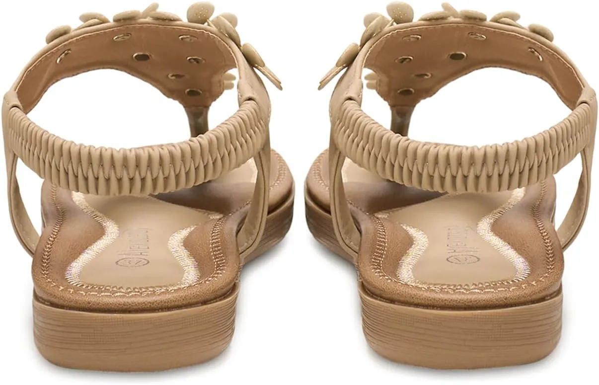 Alexis Leroy Summer Women's Casual Thong Sandal with Ankle Strap Flip Flop Sandals