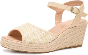 Alexis Leroy Wedge Heel Cut-Out Vamp Peep Toe Slingback Women's Sandals