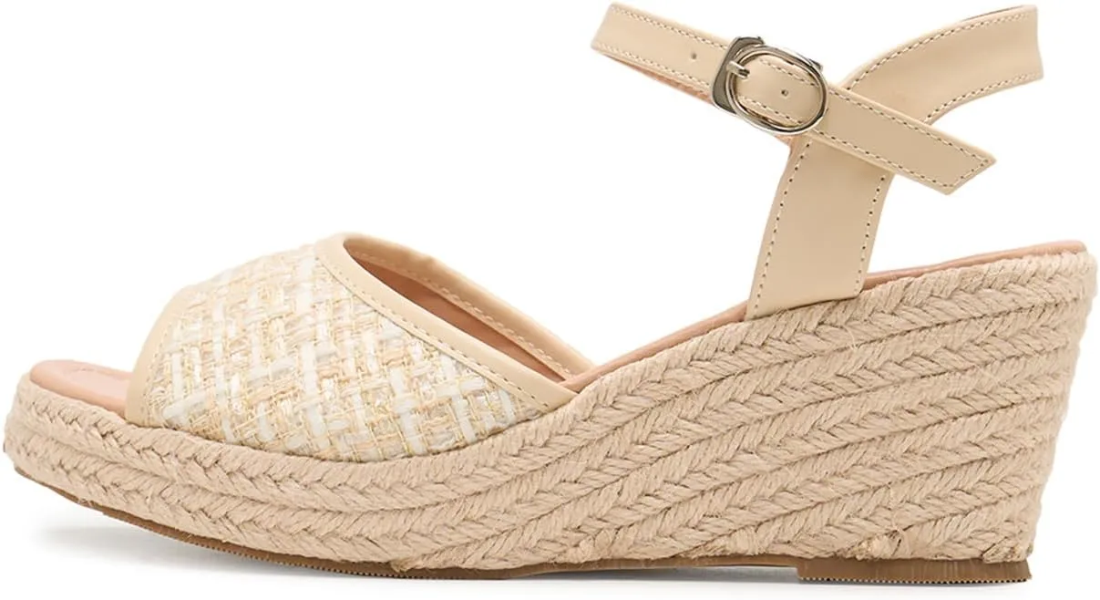 Alexis Leroy Wedge Heel Cut-Out Vamp Peep Toe Slingback Women's Sandals