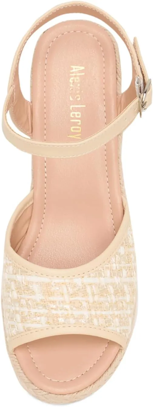 Alexis Leroy Wedge Heel Cut-Out Vamp Peep Toe Slingback Women's Sandals