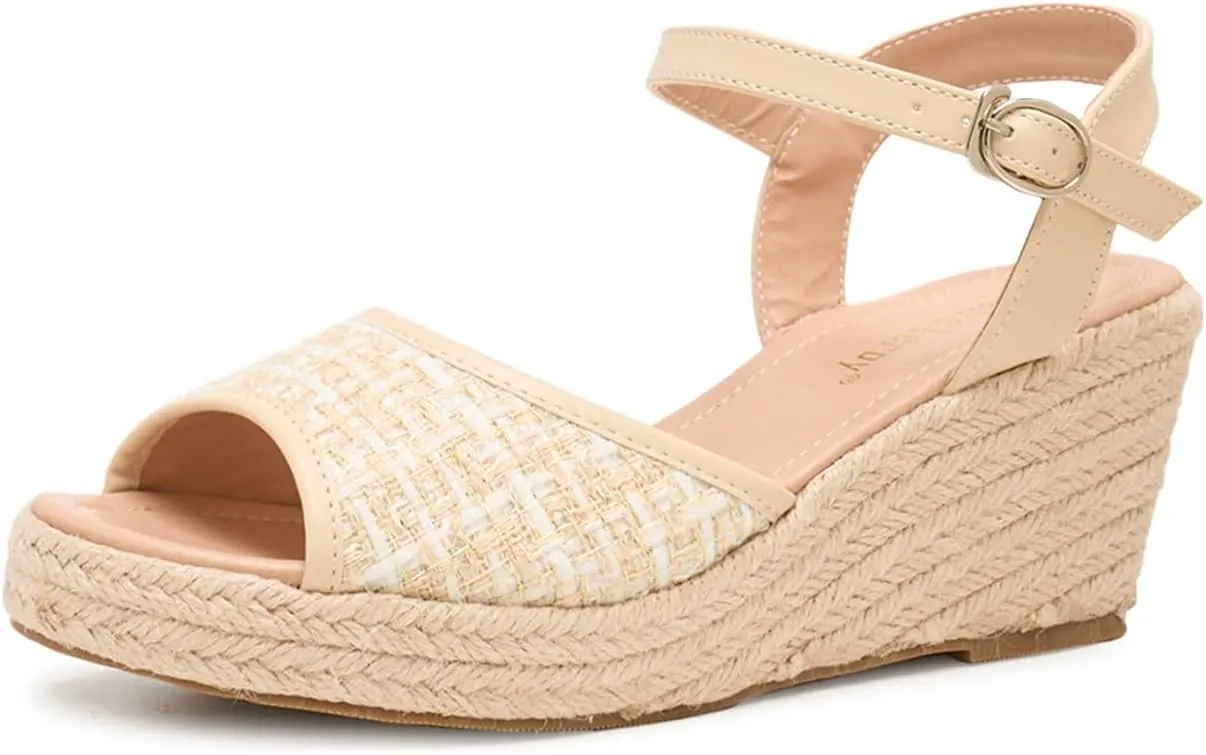Alexis Leroy Wedge Heel Cut-Out Vamp Peep Toe Slingback Women's Sandals