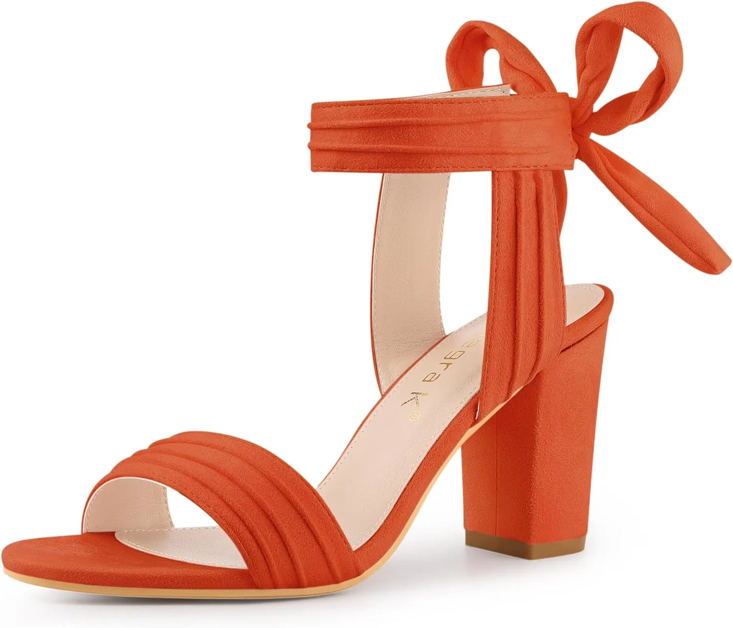 Allegra K Women Open Toe Ankle Tie Back Chunky Heel Sandals
