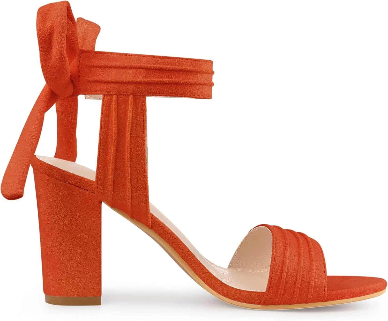 Allegra K Women Open Toe Ankle Tie Back Chunky Heel Sandals