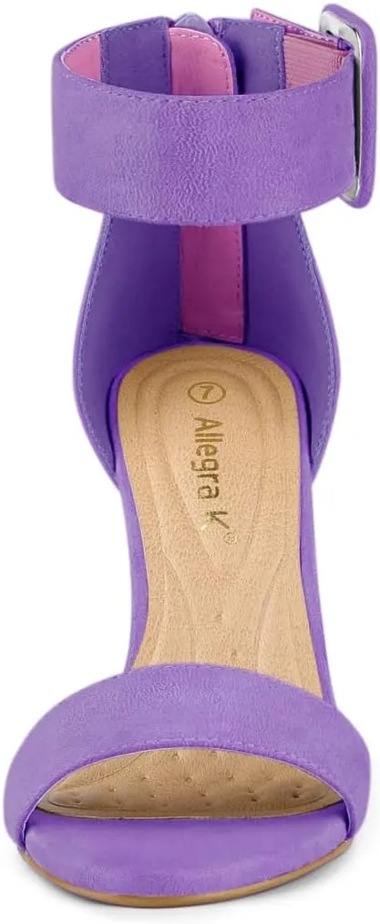 Allegra K Women's Ankle Strap Block High Heel Sandals
