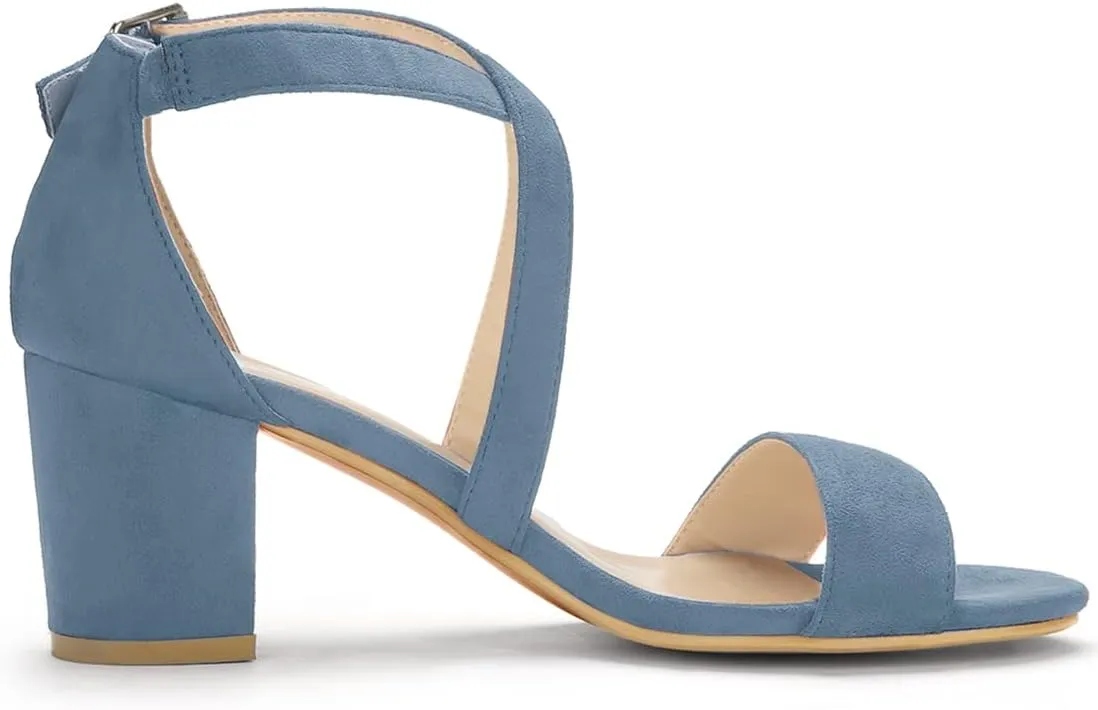 Allegra K Women's Crisscross Ankle Strap Block Heel Sandals