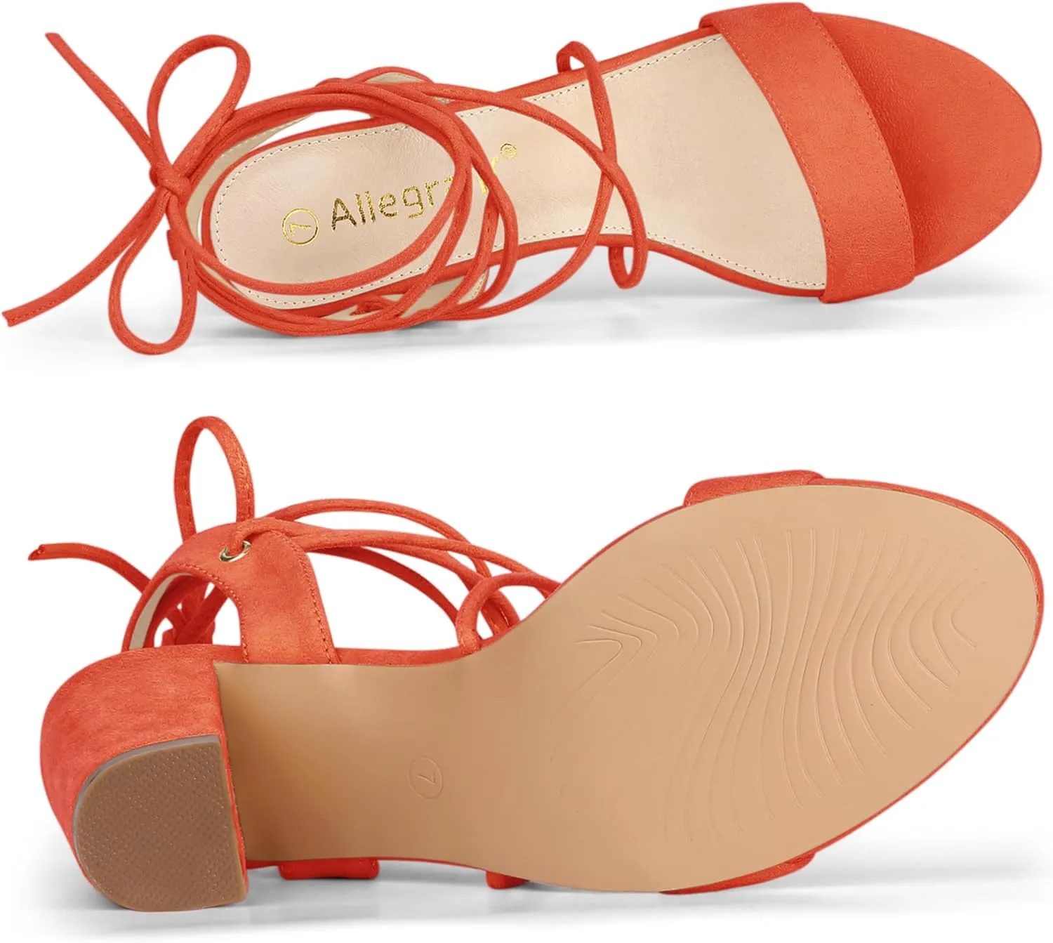 Allegra K Women's Lace Up Block High Heels Sandals