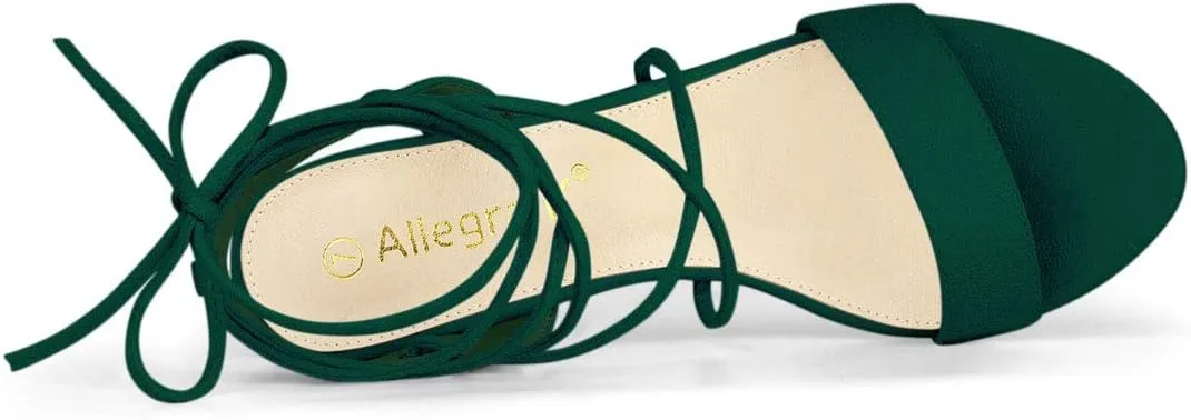 Allegra K Women's Lace Up Block High Heels Sandals