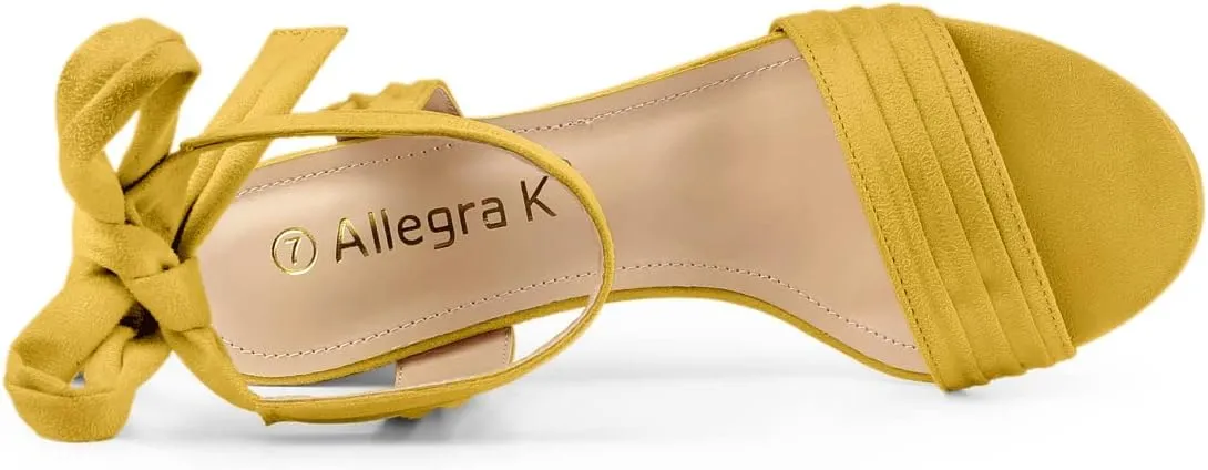 Allegra K Women's Open Toe Ankle Tie Back Block Heels Sandals