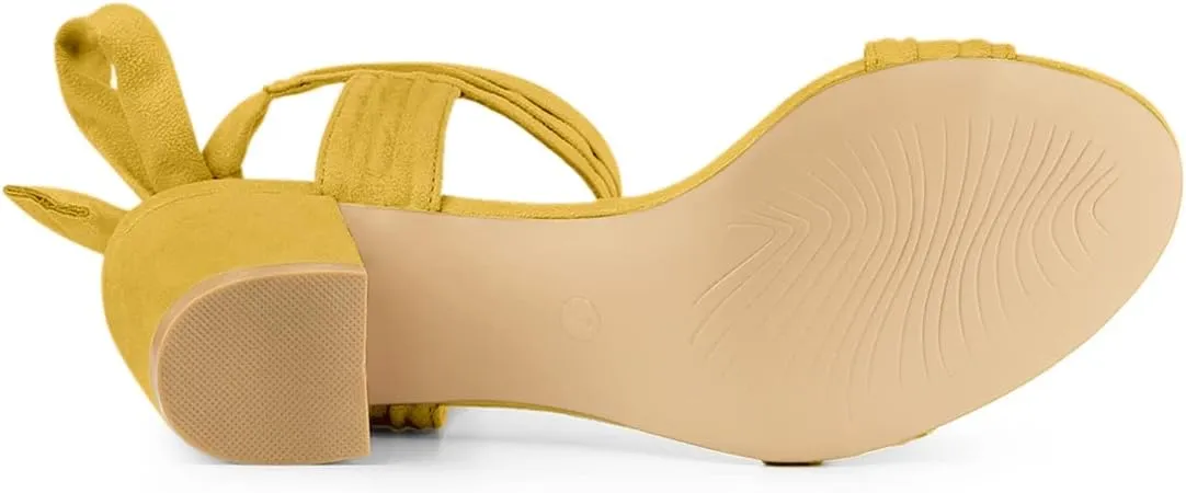 Allegra K Women's Open Toe Ankle Tie Back Block Heels Sandals