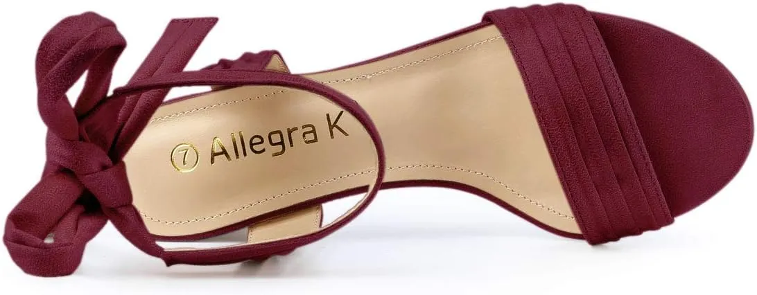 Allegra K Women's Open Toe Ankle Tie Back Block Heels Sandals