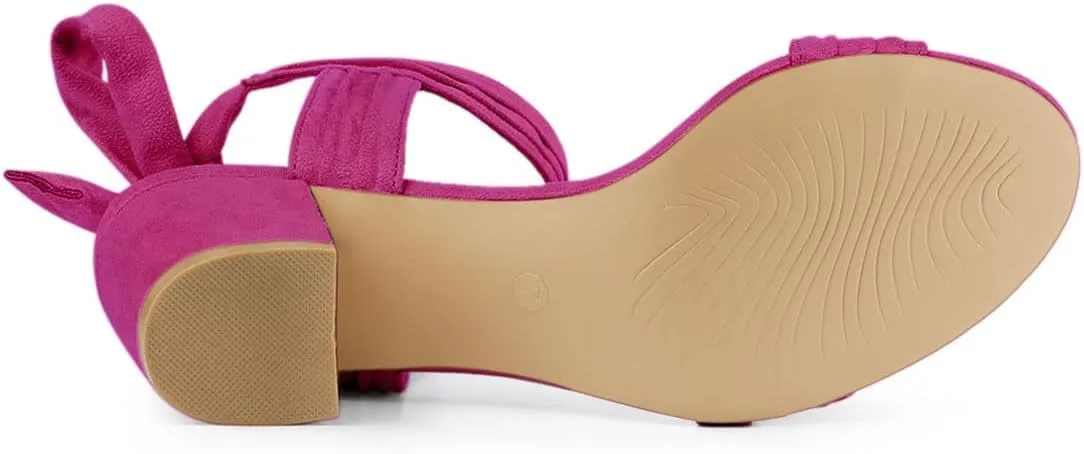 Allegra K Women's Open Toe Ankle Tie Back Block Heels Sandals