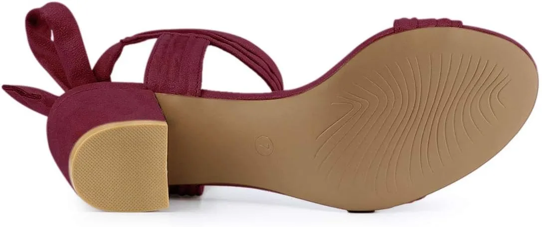 Allegra K Women's Open Toe Ankle Tie Back Block Heels Sandals