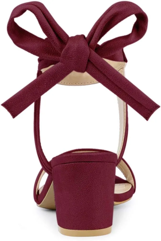 Allegra K Women's Open Toe Ankle Tie Back Block Heels Sandals