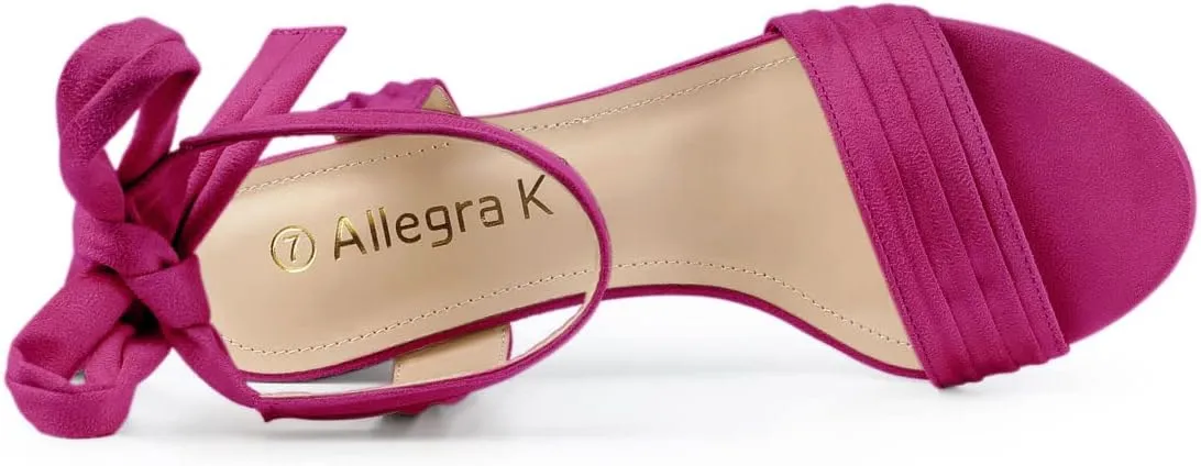 Allegra K Women's Open Toe Ankle Tie Back Block Heels Sandals