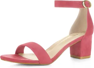 Allegra K Women's Open Toe Block Heel Ankle Strap Sandals