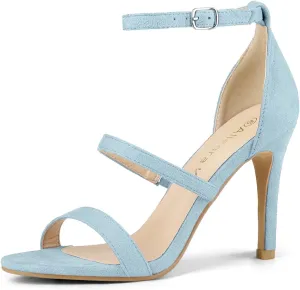 Allegra K Women's Open Toe Triple Straps Stiletto High Heel Sandals