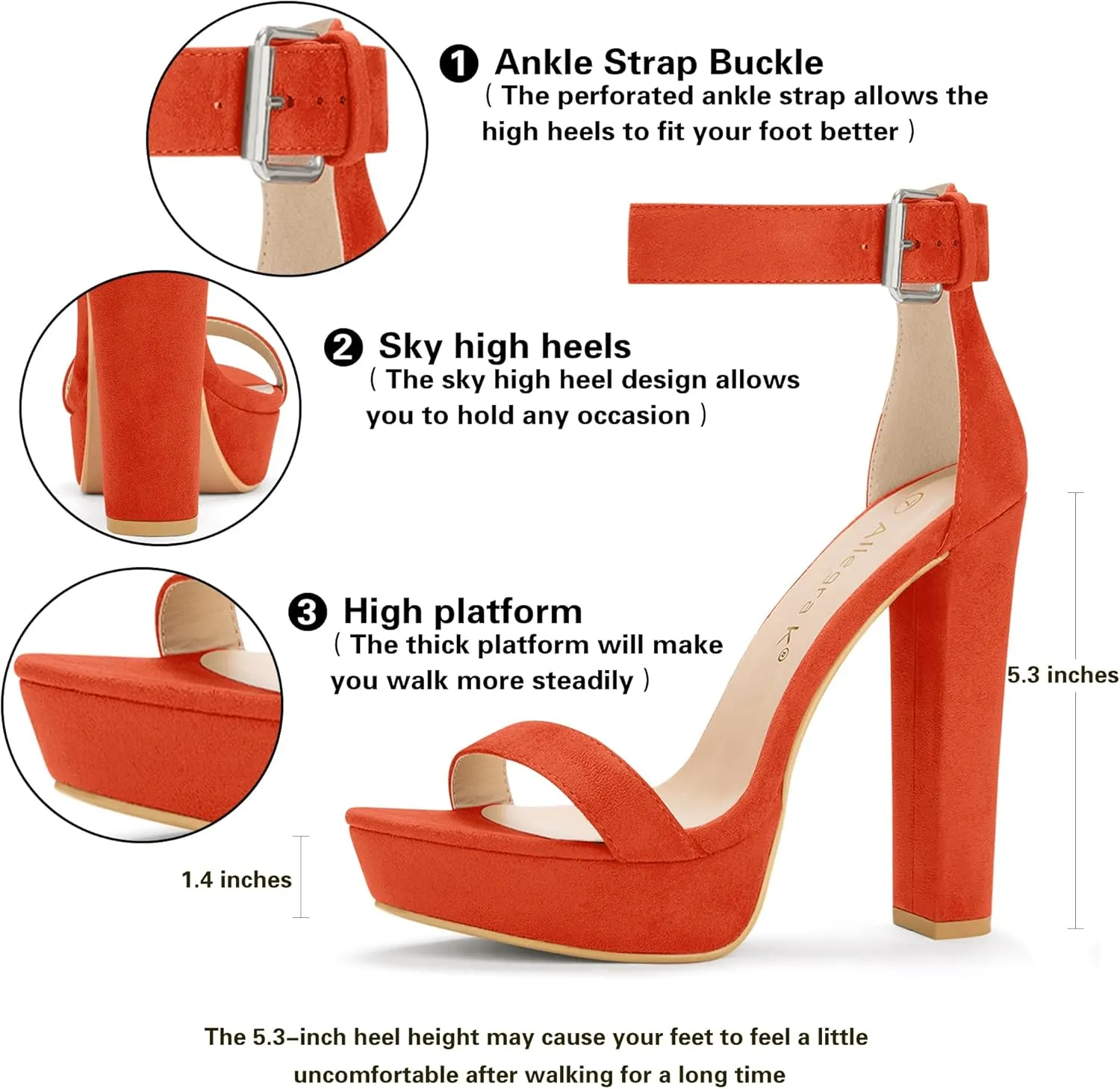 Allegra K Women's Platform High Heel Ankle Strap Chunky Heels Sandals