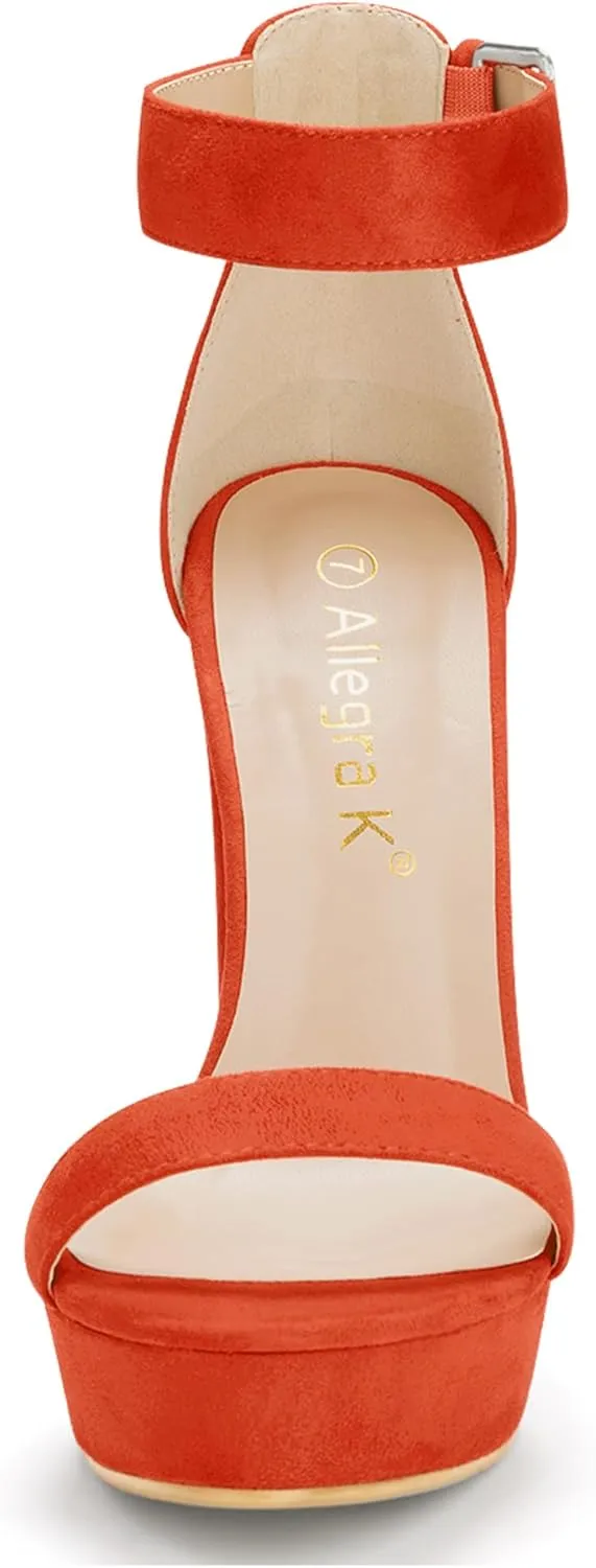 Allegra K Women's Platform High Heel Ankle Strap Chunky Heels Sandals