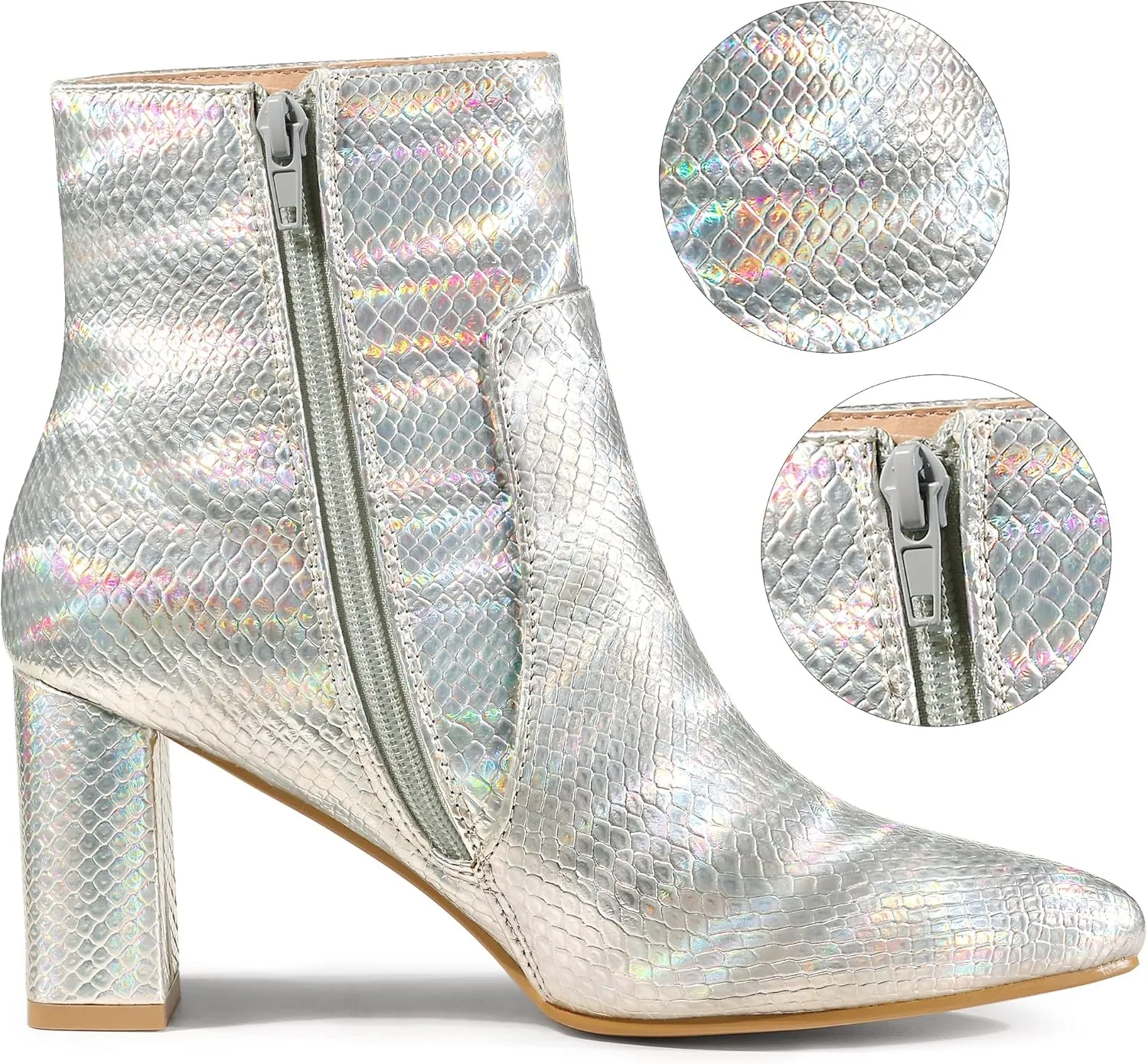 Allegra K Women's Snakeskin Print Boots Halloween Costumes Chunky High Heels Ankle Boots