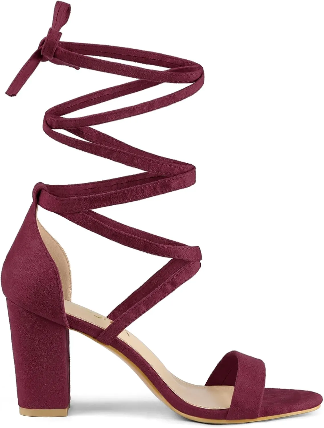 Allegra K Women's Strappy Lace Up Heel Chunky High Heels Sandals