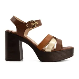 Andrea Women's Ankle Strap Medium Platform Heeled Sandals 64978
