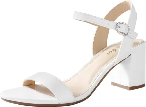 Ankis Nude Black Heels, 2.5'' Block Chunky White Clear Silver Heel Dressy Open Toe Heels For Women Ankle Strap Low Short Thick Strappy Dress Comfortable Sandal Casual Party Wedding Event Summer Shoes