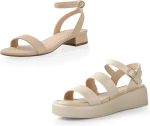 Ankis Nude Sandals Open Toe Heeled Sandals with Adjustable Ankle Strap Comfortable and Lightweight Sandals in Summer