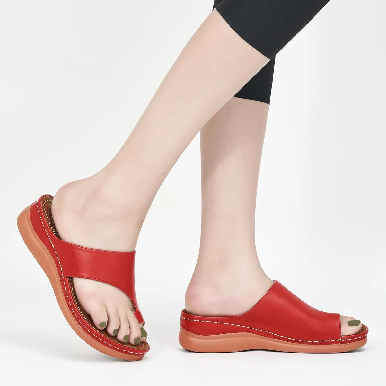 Aomigoct Sandals for Women Wedge Shoes: Comfortable Orthopedic Sandals Womens Dressy Summer Flip Flops Casual Walking Wedges