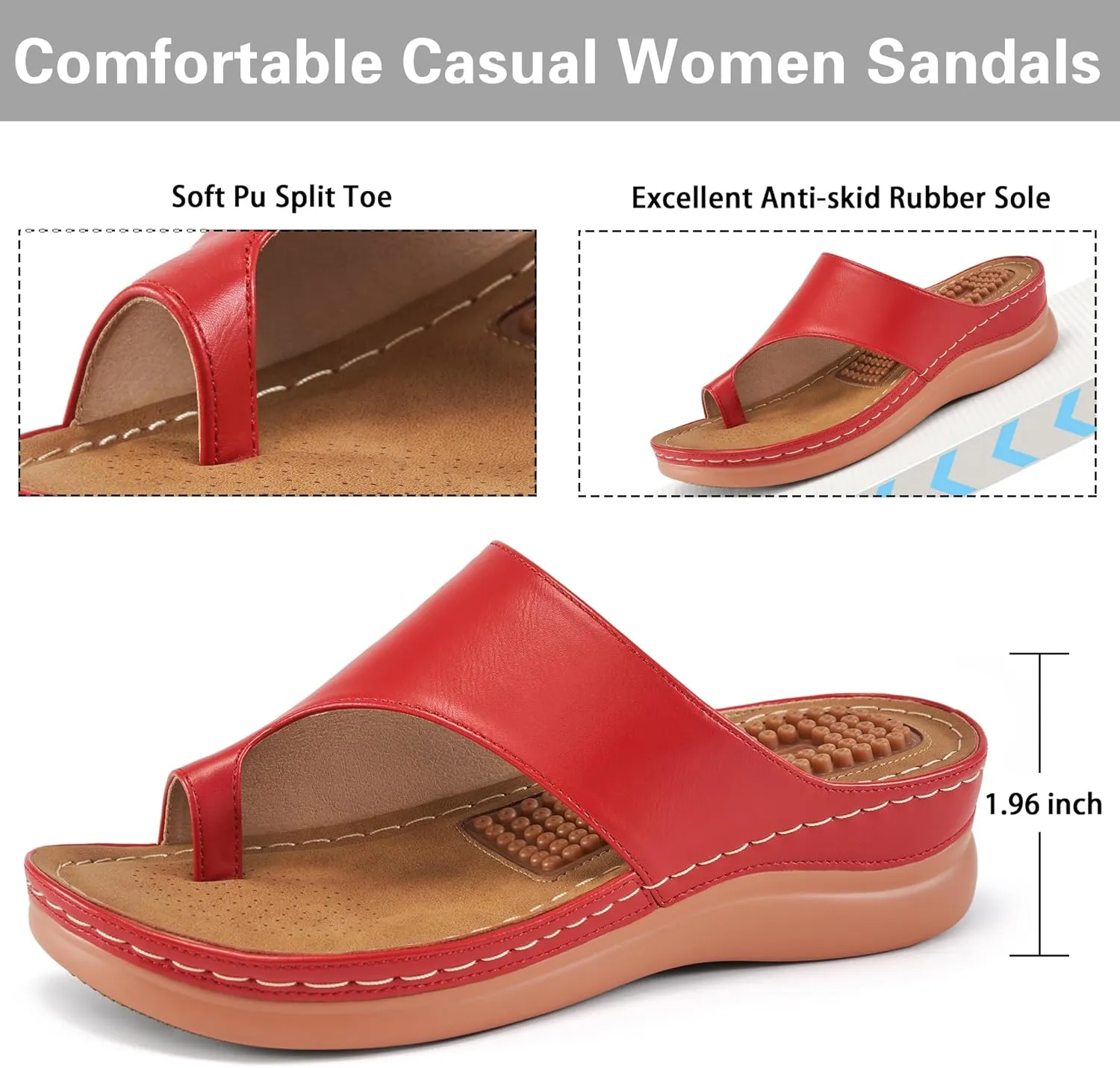 Aomigoct Sandals for Women Wedge Shoes: Comfortable Orthopedic Sandals Womens Dressy Summer Flip Flops Casual Walking Wedges