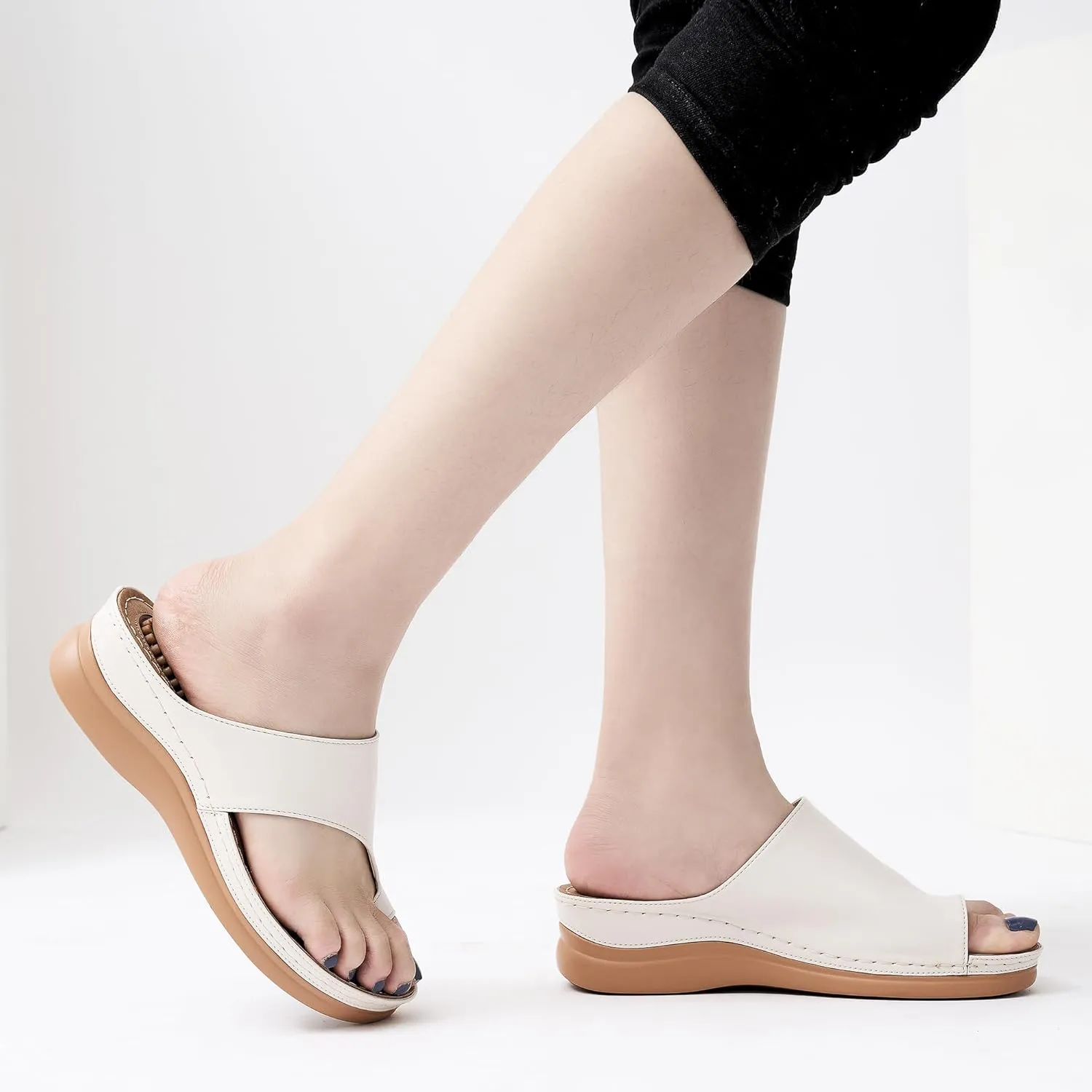 Aomigoct Sandals for Women Wedge Shoes: Comfortable Orthopedic Sandals Womens Dressy Summer Flip Flops Casual Walking Wedges
