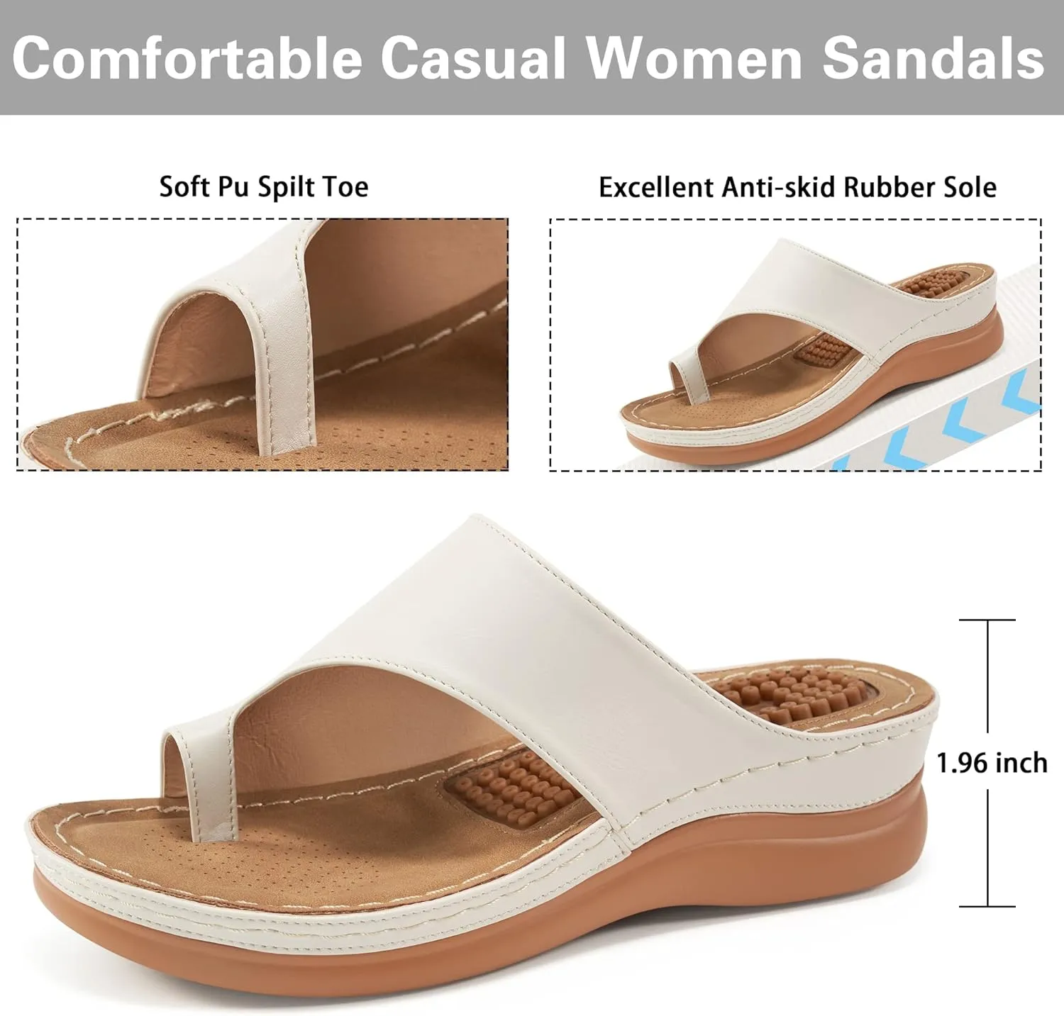 Aomigoct Sandals for Women Wedge Shoes: Comfortable Orthopedic Sandals Womens Dressy Summer Flip Flops Casual Walking Wedges