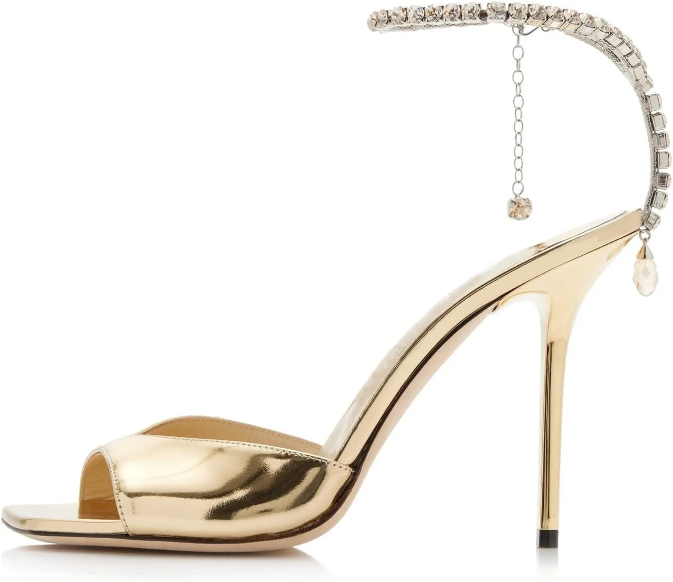 Arqa Rhinestone Ankle Strap Heeled Sandals Peep Toe Sparkly High Heels Slingback Stiletto Heels Wedding Pumps
