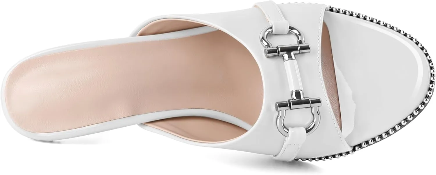 AUMOTED Peep Open Toe Sandals Women Stiletto High Heels Beaded Sandals Slip On Wedding Office Cute Basic Classic 3.1 Inches Summer Heels