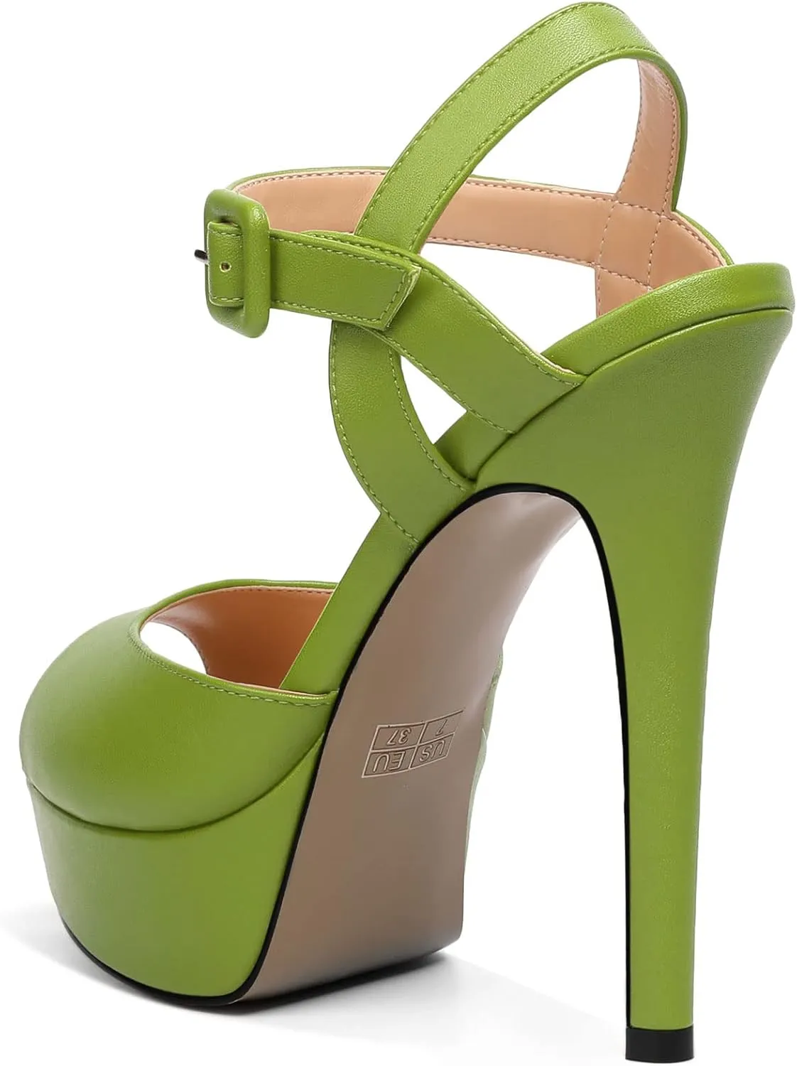 AUMOTED Women's Platform Stiletto Sandals Peep Open Toe High Heels Dress Sandals Ankle Strap Wedding Party Evening Summer Shoes 5.5 Inch