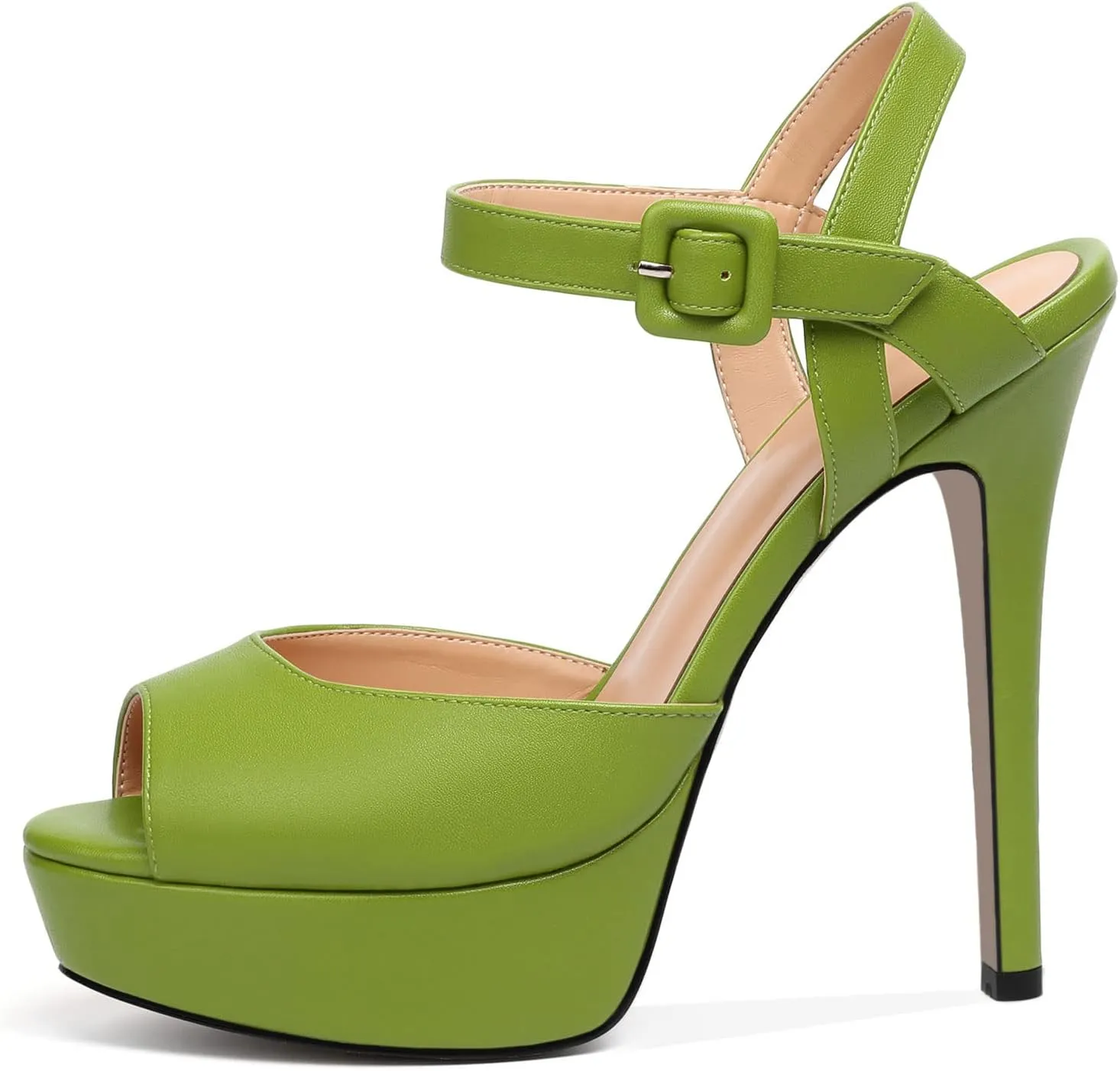 AUMOTED Women's Platform Stiletto Sandals Peep Open Toe High Heels Dress Sandals Ankle Strap Wedding Party Evening Summer Shoes 5.5 Inch